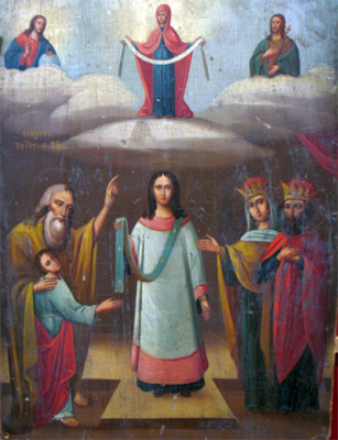 Покрова Пресвятої Богородиці. Україна. Кінець XIX - початок XX ст. Дерево, олія